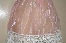 organza pink sheer slip skirt sissy satin lace adult cross ebay dresser long dress