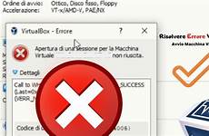 errore riuscita macchina virtualbox avvio