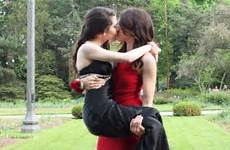 kissing lesbian girl girls sexy lesbians prom girlfriend couple pose cute bed couples twitter