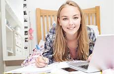 laptop girl homework teenage using bedroom do uses preview