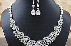 cubic zirconia bridal statement necklace set choose board jewelry pearl