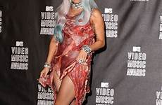 gaga lady meat dress raw red carpet dresses 2010 wears music awards wearing mtv celebrity vmas wore made beef nın