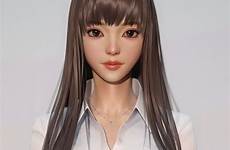 artstation hair character modeling long anime 3d model girl girls female manga characters shin face beautiful choose board 2d digital