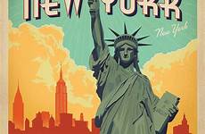 york vintage posters poster travel anderson affiche city statue affiches group retro american prints states liberty united wall classic rétro