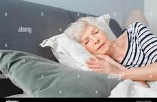 sleeping bedroom grandma bed shoot indoor studio interior woman stock alamy attractive mature
