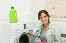 laundry doing beautiful girl stock detergent bottle