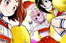 yaoyorozu momo uraraka boku tsuyu cheerleader kyouka bnha jirou asui ochako capitulo kawaii izuku porrista mina ashido mikan leerlo mha