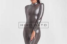 catsuit lycra shiny spandex bodysuit zentai metallic gato hiro titanium premium pantyhose cart