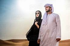 dubai clothes traditional desert middle arab couple eastern emirates united wearing dissolve stock d943