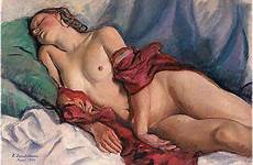 nude sleeping zinaida serebriakova 1930 shawl red paintings painting oil nudes tumblr allpainter artwork wikiart artodyssey serebryakova