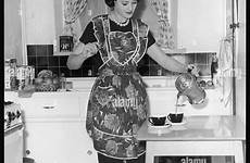 housewife 1960s alamy stock pours coffee photography high