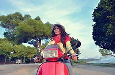 italian scooter hills sitting italy woman young beautiful adult long