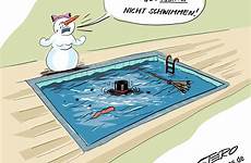 schwimmen karikatur zylinder schneemann im schnemann badet darin besen steht sagt karotte vor kannst ihm gesagt ich