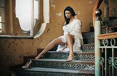 women wallpaper model long hair brunette barefoot legs sitting heels dress woman stairs girl high lady beauty looking beautiful indoors
