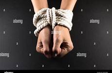 tied bondage hands rope female stock alamy shopping
