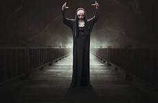 nuns satanic nun scary asian devil woman stock royalty forest dark