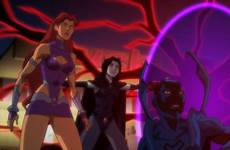 league justice titans teen vs starfire raven trigon animated dc titan blu ray against beast boy cyborg batcave promised course