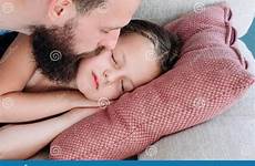 daughter kiss father goodnight family tender kissing his stock preview
