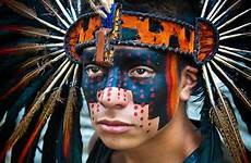 warrior azteca guerrero nahua mexica mesoamerican headdress indians native mayan mayas guerreros peints cultures aztecas visages indian paints makeup aztek