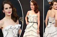michelle dockery good naked downton behaviour sex has express scene star flashes cleavage emmy monochrome gown awards juan botto diego