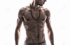 man athletic shirtless young handsome isolated stock