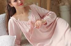 nightgown nightgowns long pink women princess night aliexpress nightdress sexy sleepwear dress gentlewoman homewear fall simple style