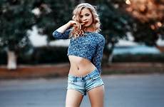 wallpaper shorts model women woman jean blue short blonde girl crop denim hair wearing top long beauty red navel body