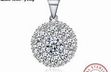 pendant round necklaces pendants paved cubic zirconia sparkling sterling luxury fine silver women