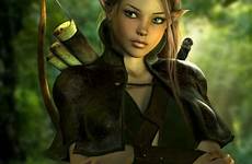 elf warrior fantasy female girl women character 3d elfa elves rogue characters wood artwork warriors dnd portraits dragons dungeons ranger