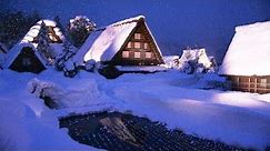 世界遺産 白川郷 雪景色のライトアップ