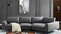 Ucloveria Sectional, Upholstered Couch, Large Corner Wedge with Deep, Air Leather Upholstery, 5 Seat Oversized Sofa Bed for Living Room, Grey, 141.5" 66.2"