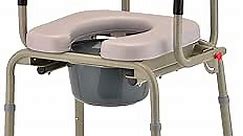 NOVA Medical Products Drop Arm Commode with Padded Seat and Back, Drop Down Arms for Easy Transfer, Stand Alone Bed Side Commode and Over The Toilet Commode, Comes with Bucket, Lid and Slash Guard