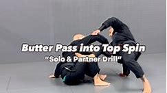 Butter Pass into Top Spin: Solo & Partner Drill. My coach @felipe_fogolin taught this sequence in last night’s class. It’s a good jumping pass option especially when your opponent over extends their arm in seated guard. When practicing with a partner, try to time your jump as they’re attempting to scoot forward. Get comfortable with the solo drill, then try it with a non resistant partner. Once you feel confident with the movement, go hit it in live training 👌🏼MOVE BETTER #jiujitsuflo #jiujits