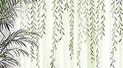 Willow Voile Curtains Cute Green Sheers Leaf Curtain Tulle Vine Window Curtains Nursery Green Sheers Ivy Pretty Curtain for Kids Living Room Bedroom Window Door Balcony (2 Pieces,39.4 x 78.7 Inch)