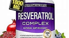 Resveratrol Supplement 1800 mg Antioxidant Complex - Highly Potent Natural Trans-Resveratrol Pills for Healthy Aging, Overall Health Support, Immune System, Brain Function, for Men Women, 90 Capsules