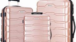 3 Piece Luggage Sets Clearance Hardshell Luggage Suitcase Set with Spinner Wheels TSA Lock for College Travel Business, 20"24"28", Rose Gold