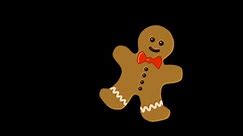 Cute funny dancing gingerbread man on transparent background. Christmas character on Alpha channel. Traditional Xmas ornament. Merry Christmas. Cartoony animation. Animated cartoon. Film grain pixel