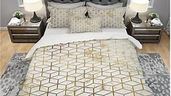 Designart 'Yello and Golden Geometric Cubes' Modern & Contemporary Bedding Set - Duvet Cover & Shams - Bed Bath & Beyond - 24239050