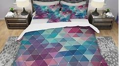Designart 'Abstract Colorful Triangles' Modern Bedding Set - Duvet Cover & Shams - Bed Bath & Beyond - 23506871