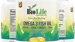Biolife Omega 3 Fish Oil 1200 mg - 720mg Omega 3 Fatty Acids Supplement with 432mg EPA & 288mg DHA for Heart Health - Sea Harvested Pelagic Fishoil - Omega Fish Oil Supplements 60 Lemon Softgels