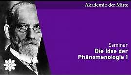 Edmund Husserl - Die Idee der Phänomenologie, Seminar 1