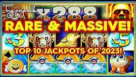 RARE & MASSIVE! Top 10 MOST EXCITING Slot Jackpots 2023 - THIS IS WHY WE WATCH!
