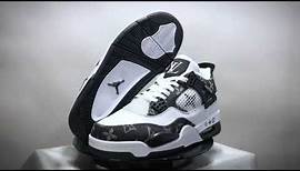 Louis Vuitton x Air Jordan 4 Retro black and white low-top casual sports combat basketball shoes