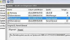 Windows 7: Ereignisdienst