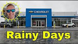 Rainy Day at the Chevrolet Car Dealership
