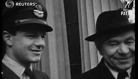 Wing Commander Max Aitken with Lord Beaverbrook at Buckingham Palace (1942)