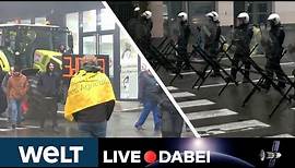 BAUERNPROTESTE IN BRÜSSEL: Feuer, Böller und Zusammenstöße mit der Polizei! | WELT Stream