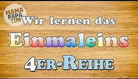Das Einmaleins lernen - 1x1 - 4er-Reihe. Tutorial in deutscher Sprache für Kleinkinder und Kinder.