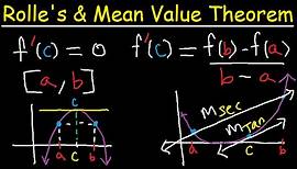 Rolle's Theorem Explained and Mean Value Theorem For Derivatives - Examples - Calculus