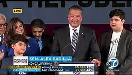 Alex Padilla addresses the state as he keeps California Senate seat in Democratic column